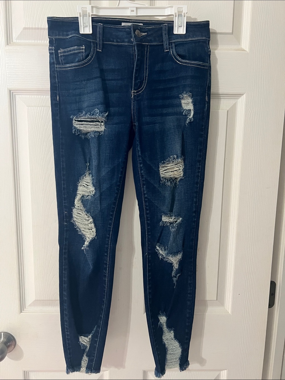 Cello Distressed Dark Blue Skinny Women's Jeans